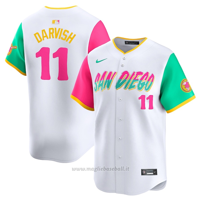 Maglia Baseball Uomo San Diego Padres Yu Darvish City Connect Limited Bianco